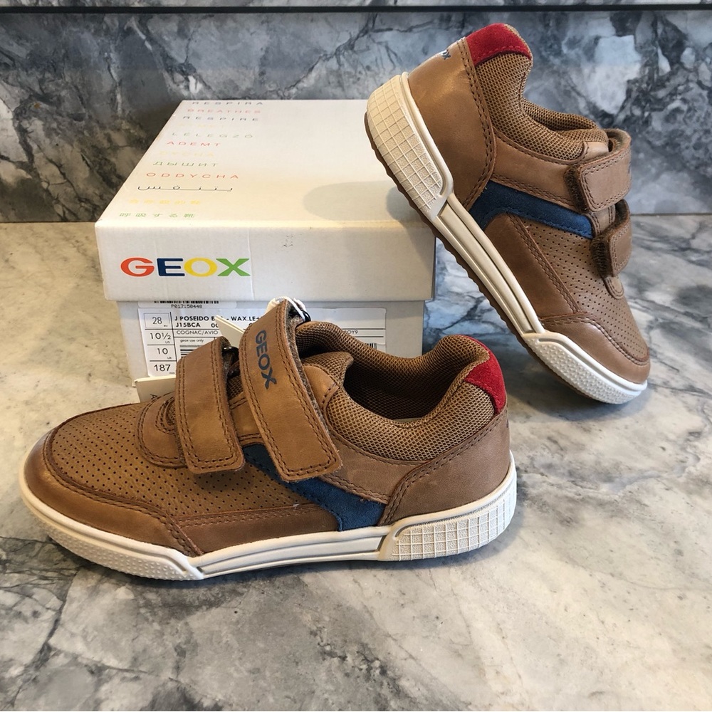 NWT GEOX Leather Poseido Jr Toddler Boy Sneaker *NEW IN BOX*